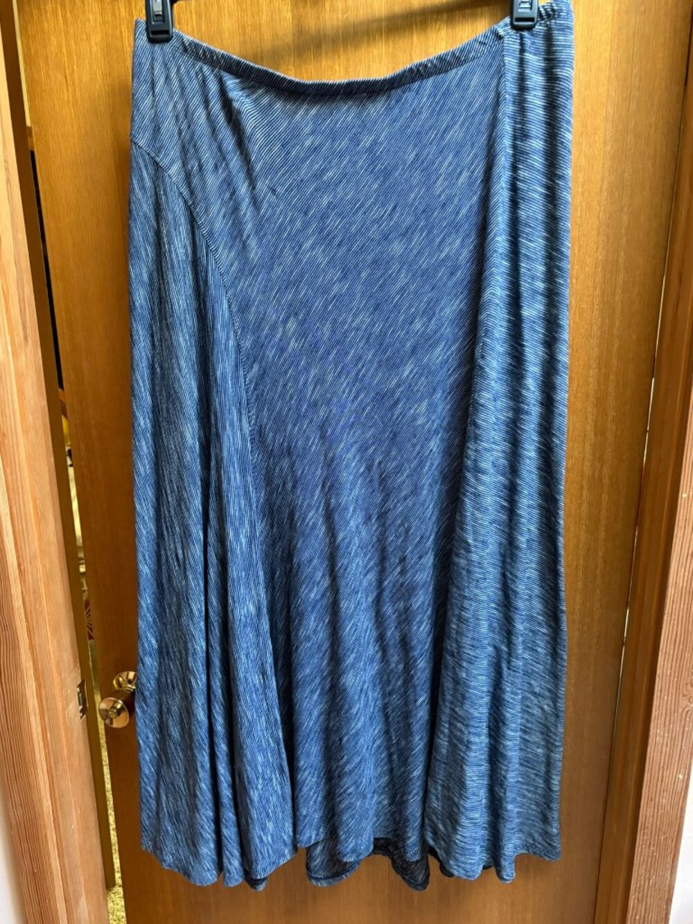 SOFT SURROUNDINGS Flared Maxi Skirt - Navy/White Striped